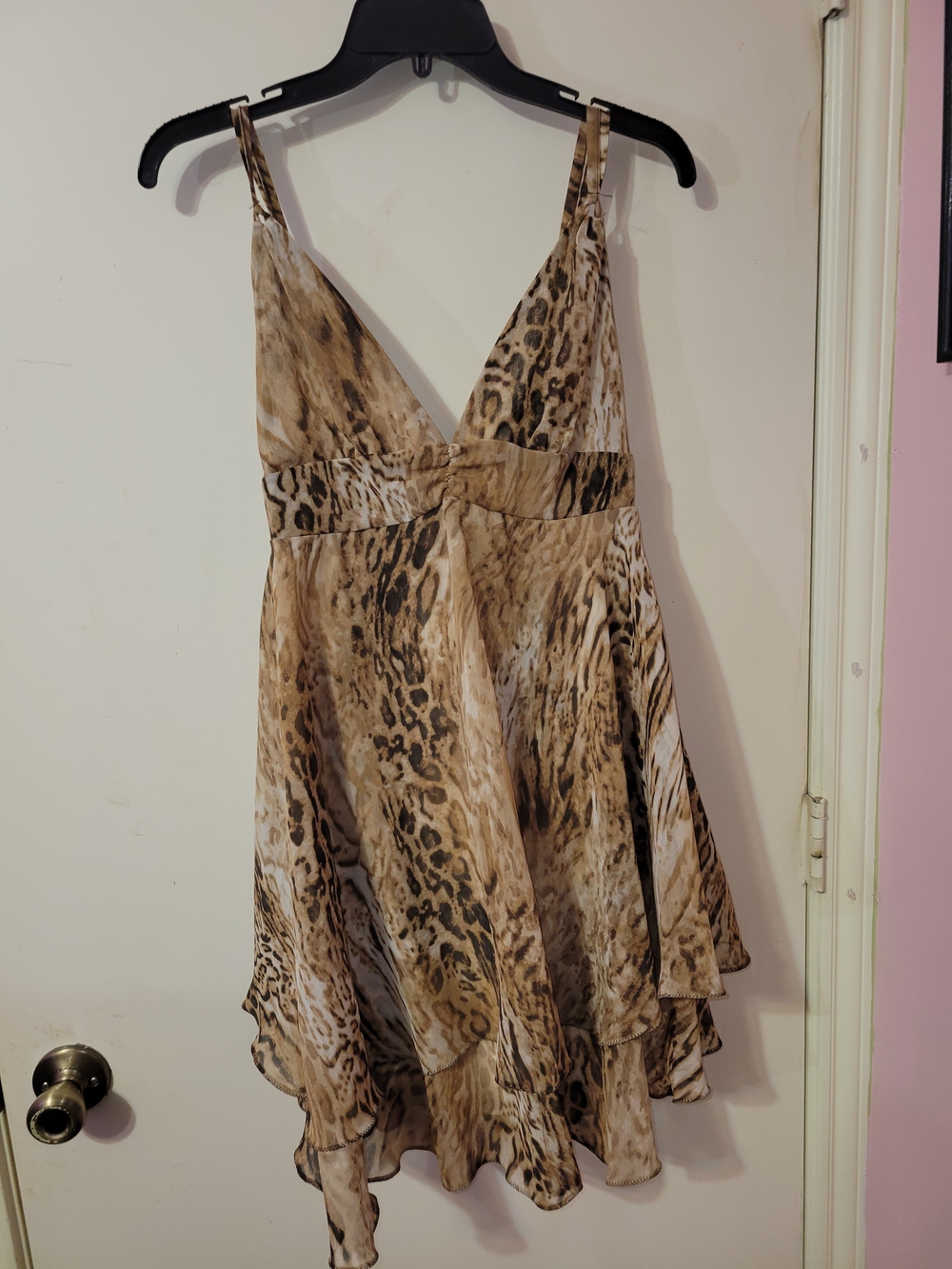 Stradivarius Animal Print V-Neck Dress - Brown & Tan